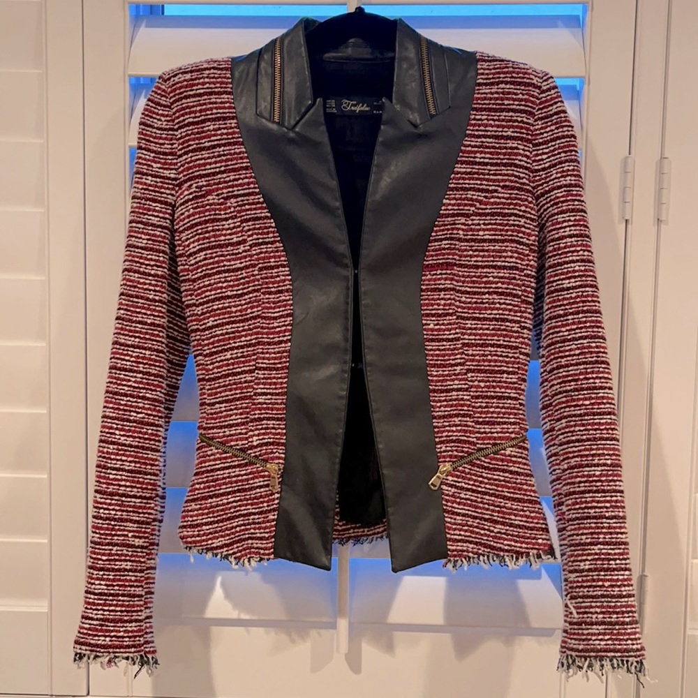 Zara Tweed and Pleather Blazer